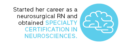 Started her career as a neurosurgical RN and obtained specialty certification in neurosciences