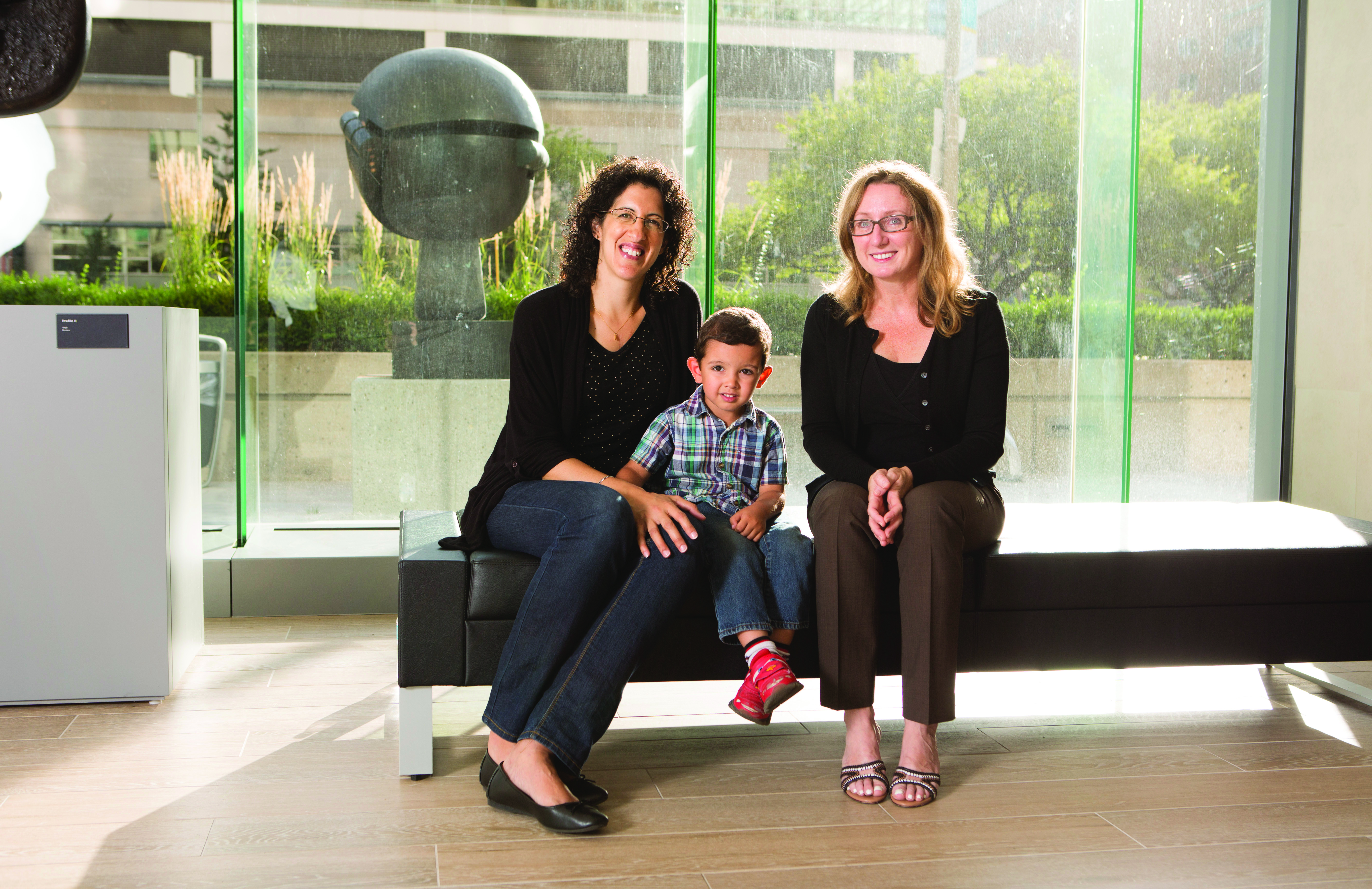 Dr. Candice Silversides with cardiology patient Andrea and her son
