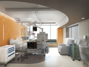 A photo of what a future Intensive Care Unit patient room will look like.