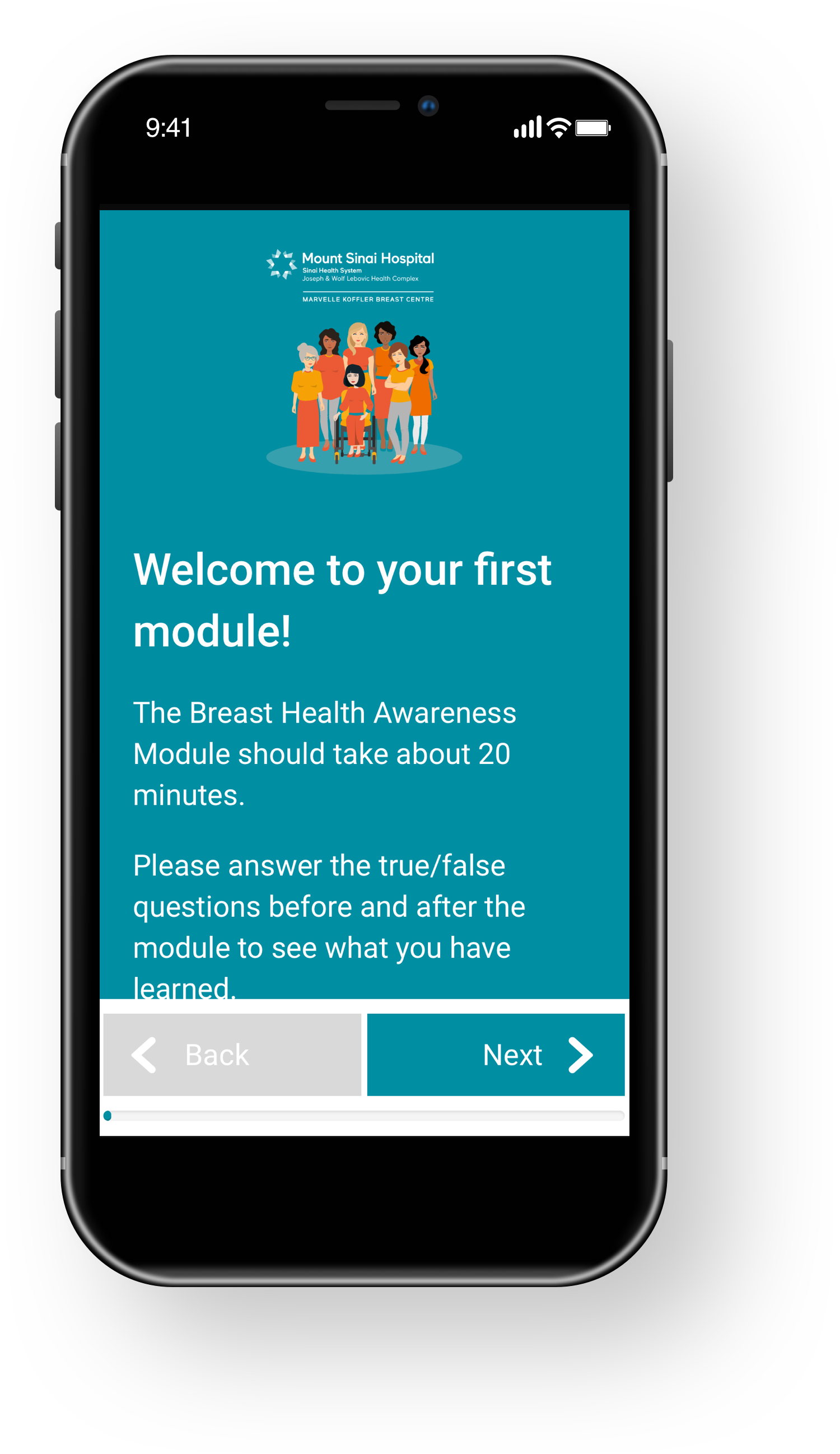 Representative image of the Be Breast Healthy tool's Breast Health Awareness Module